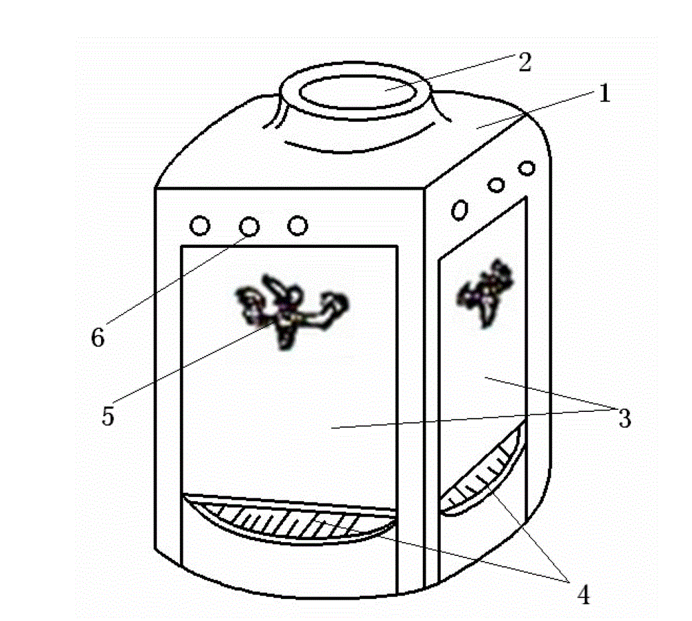 Water dispenser with water outlets on three side faces