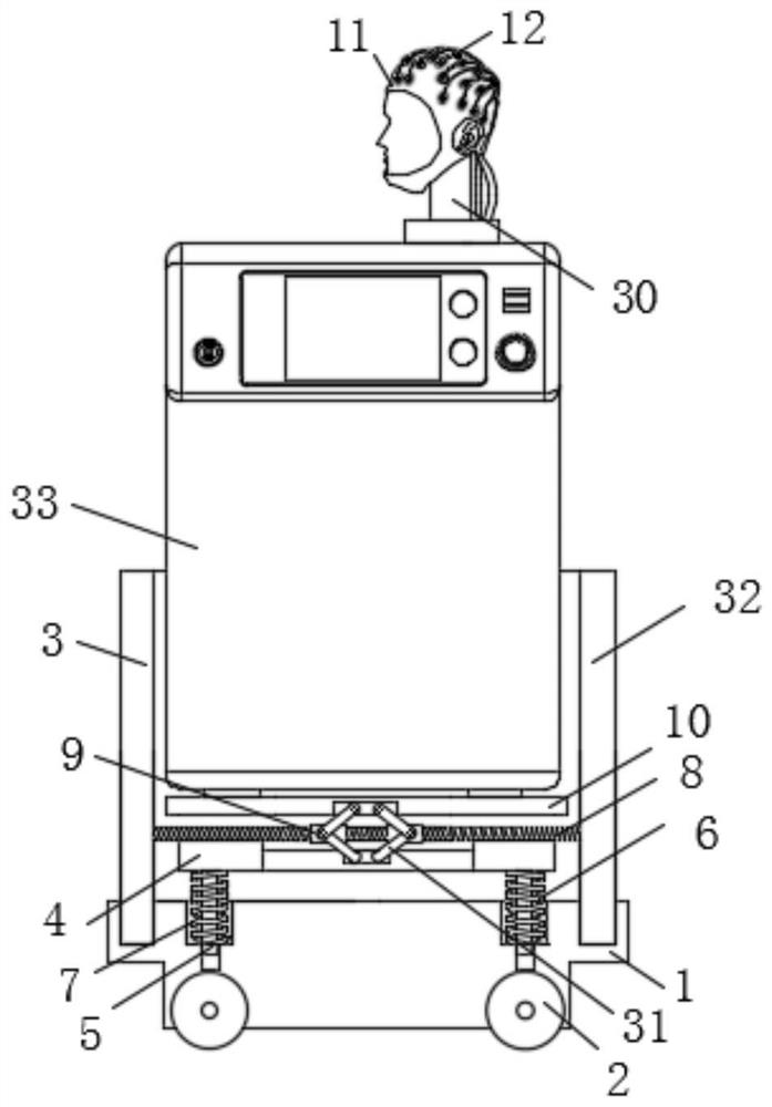 Auxiliary stabilizing and protecting structure for clinical therapeutic apparatus in neurology department