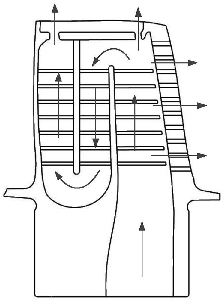 Multi-cavity efficient cooling structure of turbine rotor blade and cooling method of multi-cavity efficient cooling structure