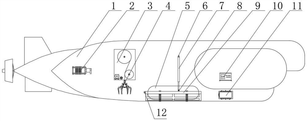 A large slender ratio load system for underwater deployment and recovery of a manned submersible