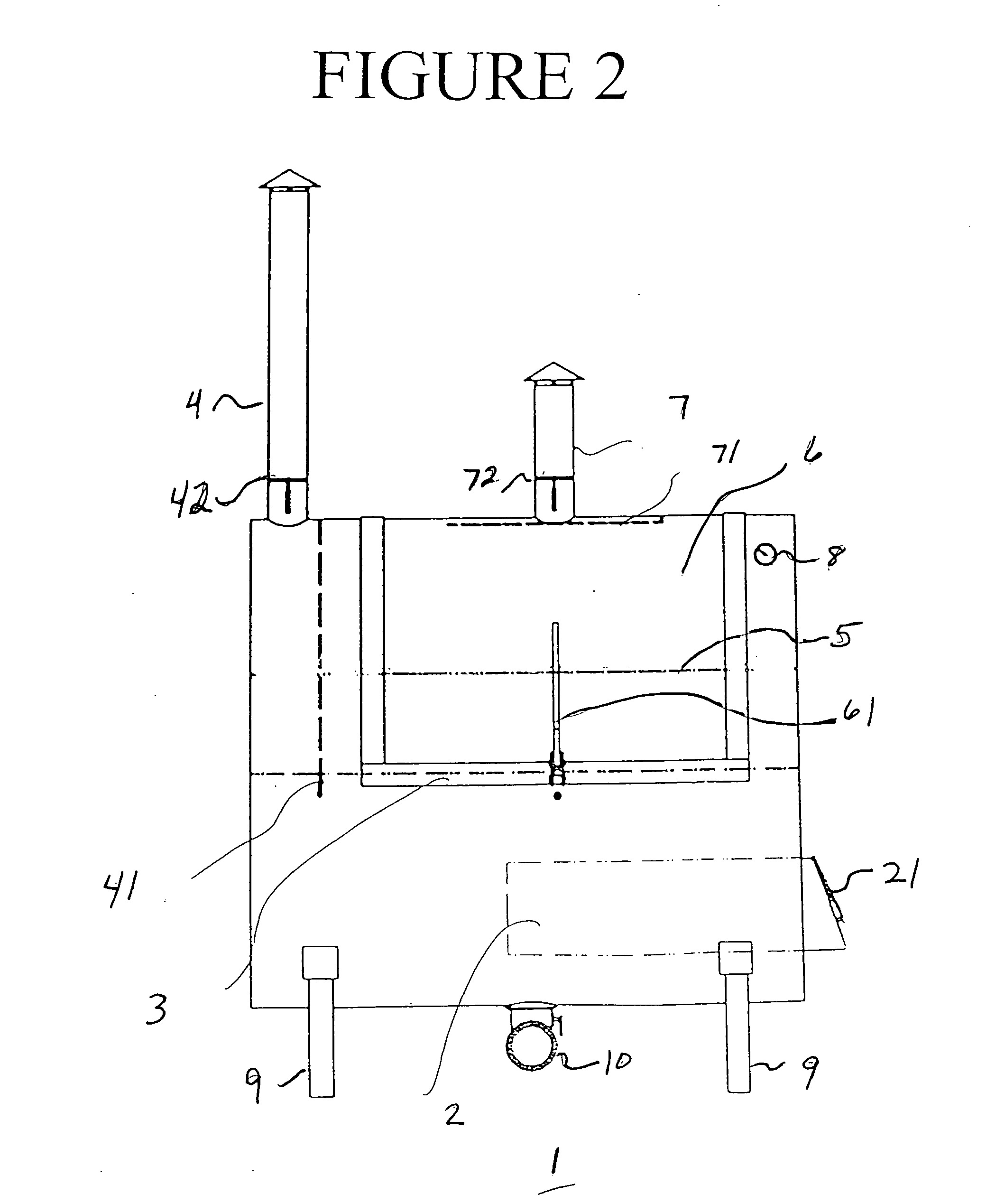 Outdoor cooker having improved heat and combustion gas controls