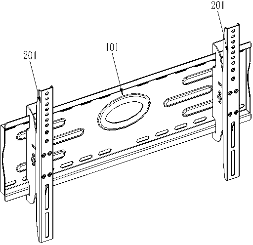 Television support adjusted through ratchet wheel