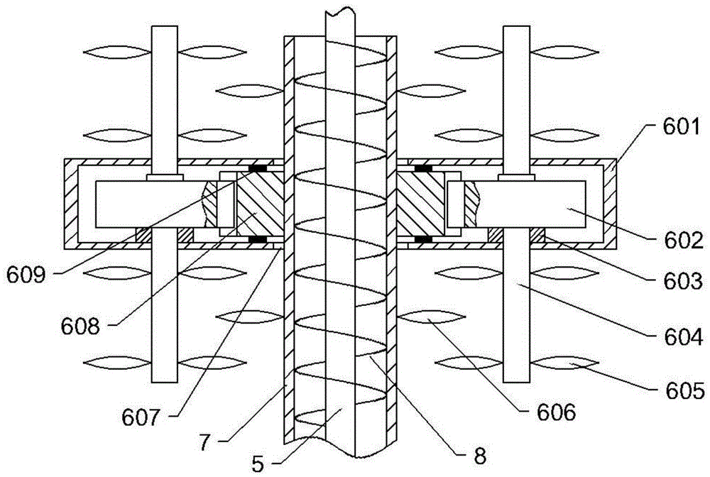 Circulating material stirring and mixing device