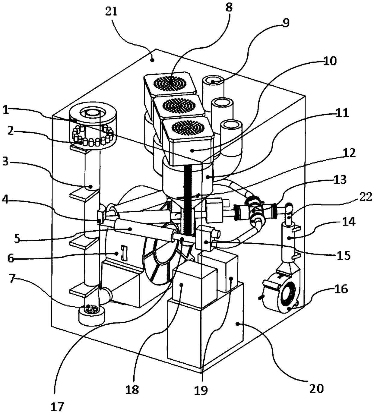 Powder combustion and eruption device simulating effect of cold light fireworks