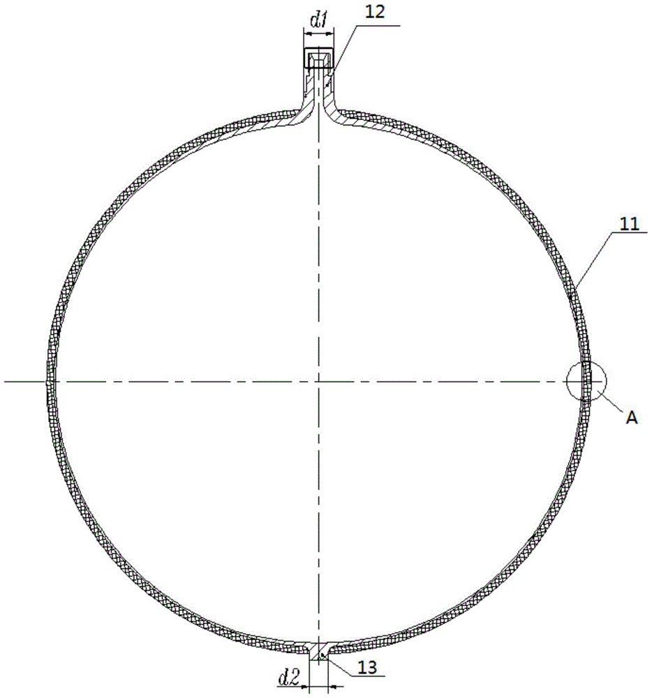 Spherical composite gas cylinder for spaceflight