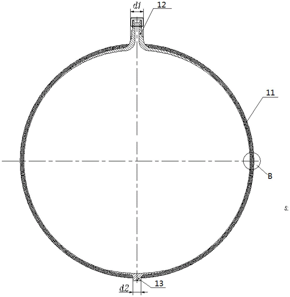 Spherical composite gas cylinder for spaceflight