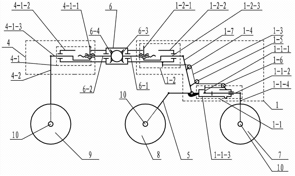 Six-wheel single drive folding extendable rocker arm type vehicle-mounted device