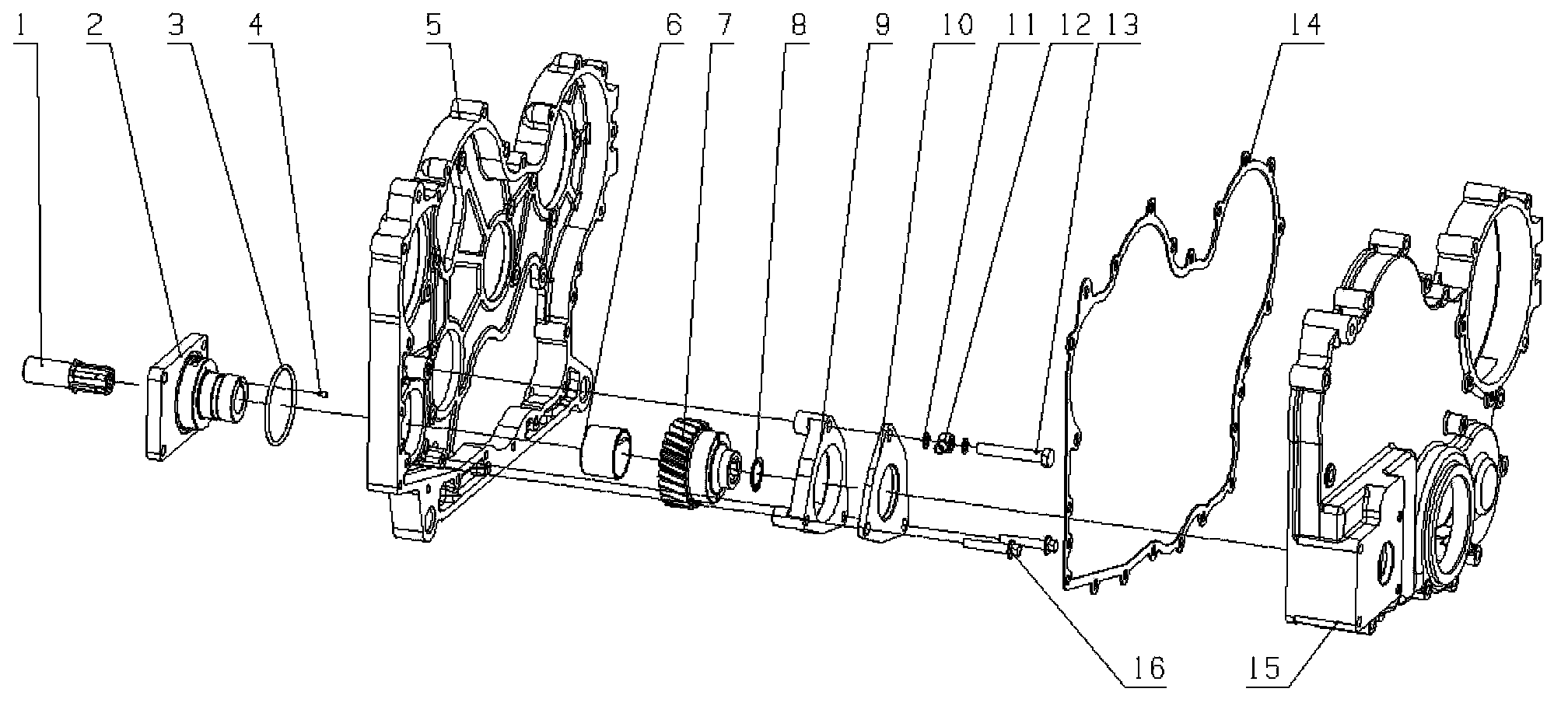 Power takeoff device for oppositely-arranged double hydraulic pumps of diesel engine