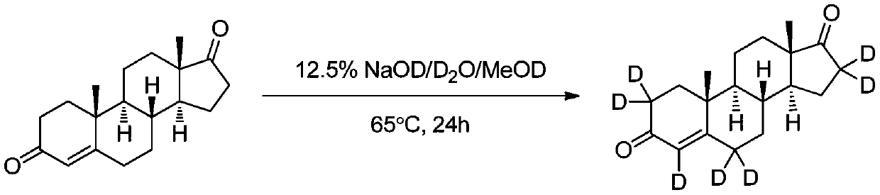 Method for synthesizing androstenedione (2,2,4,6,6,16,16-D&lt;7&gt;) through deuterium exchange