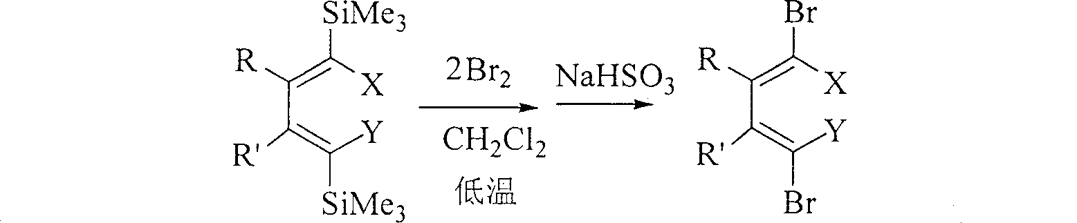 Method for preparing 1,1,4,4-tetrahalogenated-1,3-butadiene derivative by 1,4-dihalogenated-1,4-di(trisilicon methyl radical)-1,3-butadiene derivatives