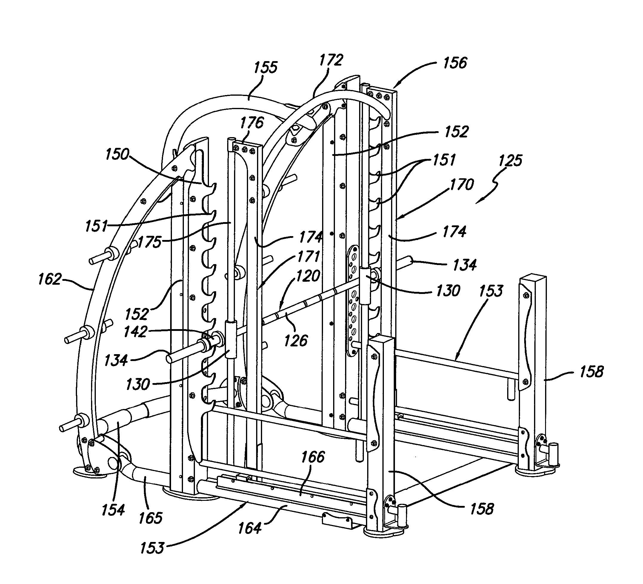 Exercise bar assembly for dual action weightlifting machine