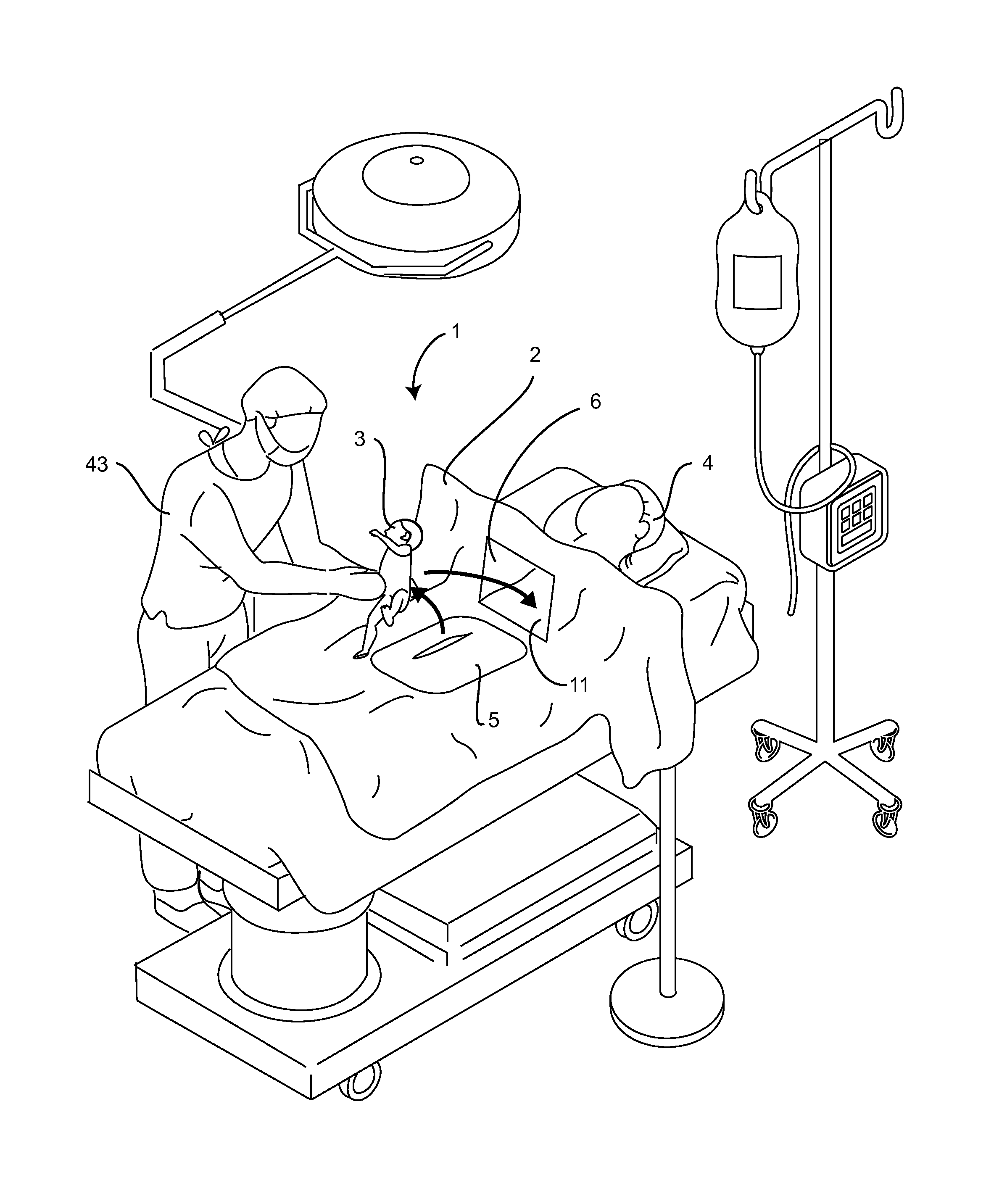 Skin-to-skin contact obstetrical surgical drape