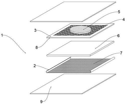 Composition for tonifying spleen and eliminating dampness and navel patch thereof