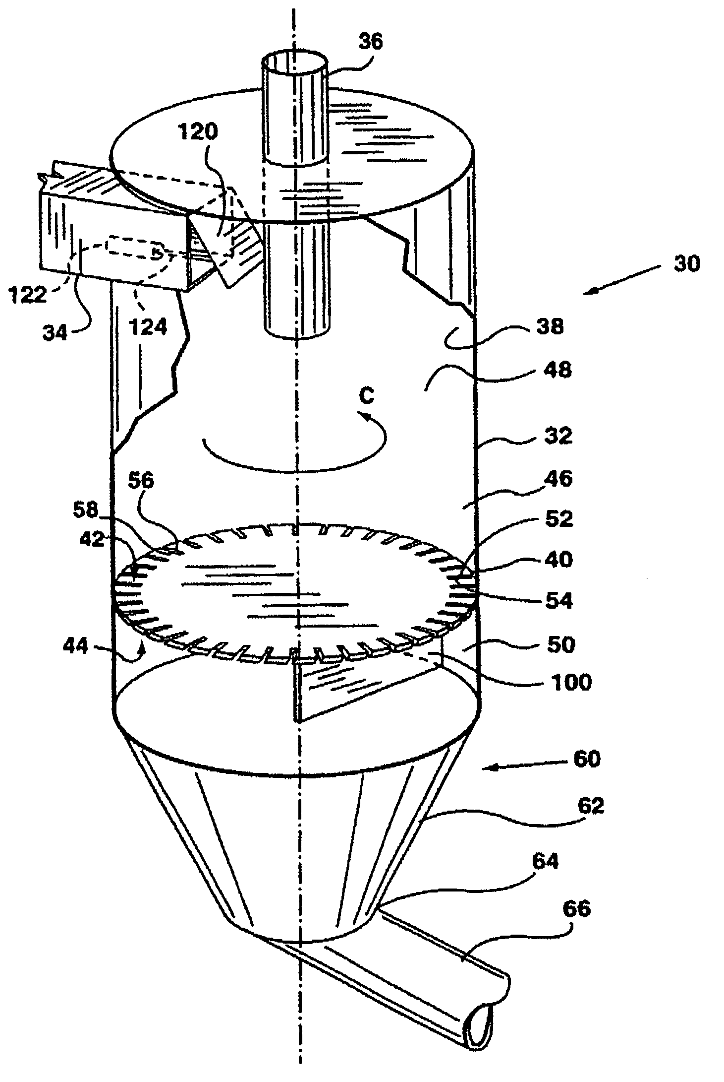 Apparatus and method for separating particles from a cyclonic fluid flow