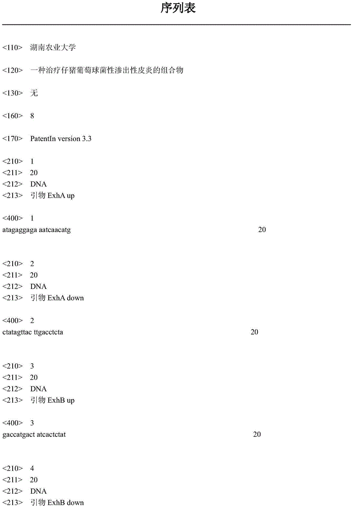 Composition for treating piglet staphylococcal exudative epidermitis