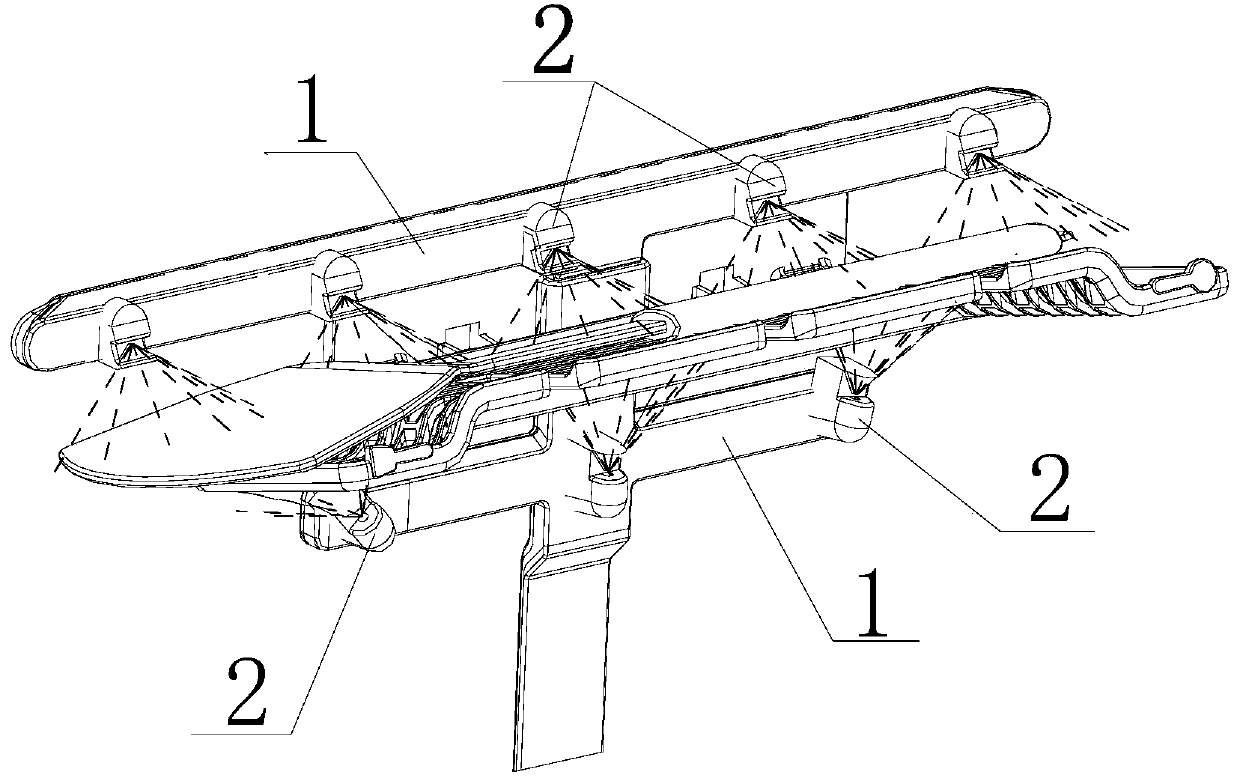 Dishwasher spray device and dishwasher equipped with the spray device