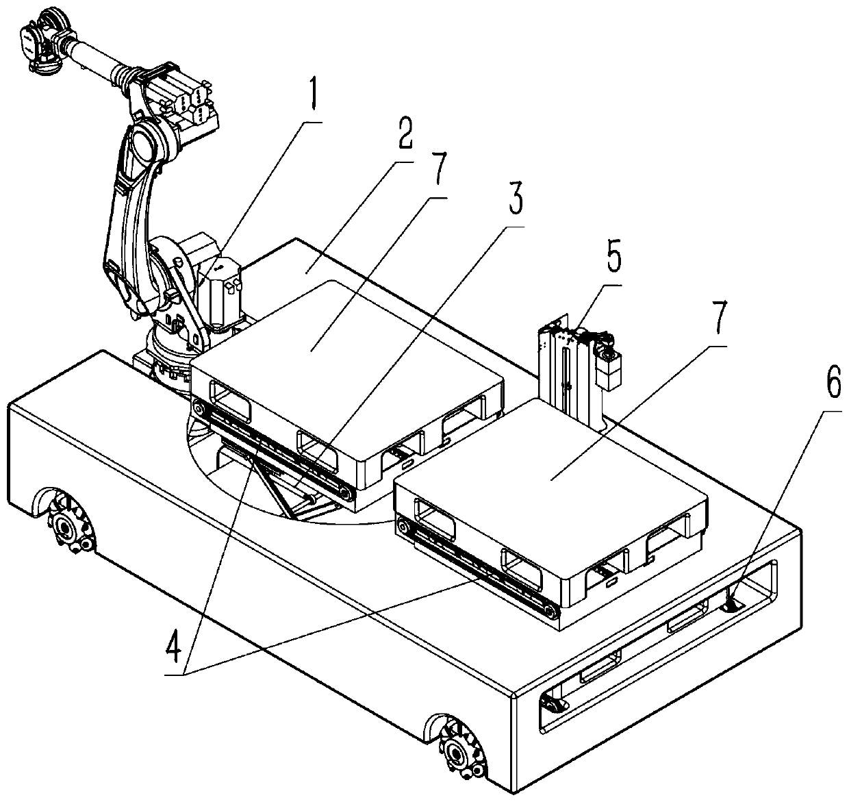 Compact loading and unloading mobile robot and loading and unloading method