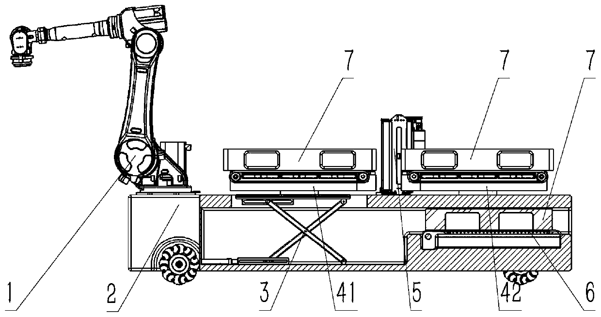 Compact loading and unloading mobile robot and loading and unloading method