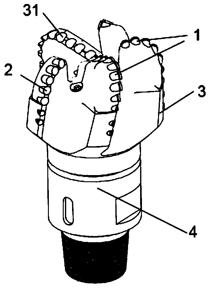 Omnidirectional angle-shift PDC drill for relieving rock breaking impact force