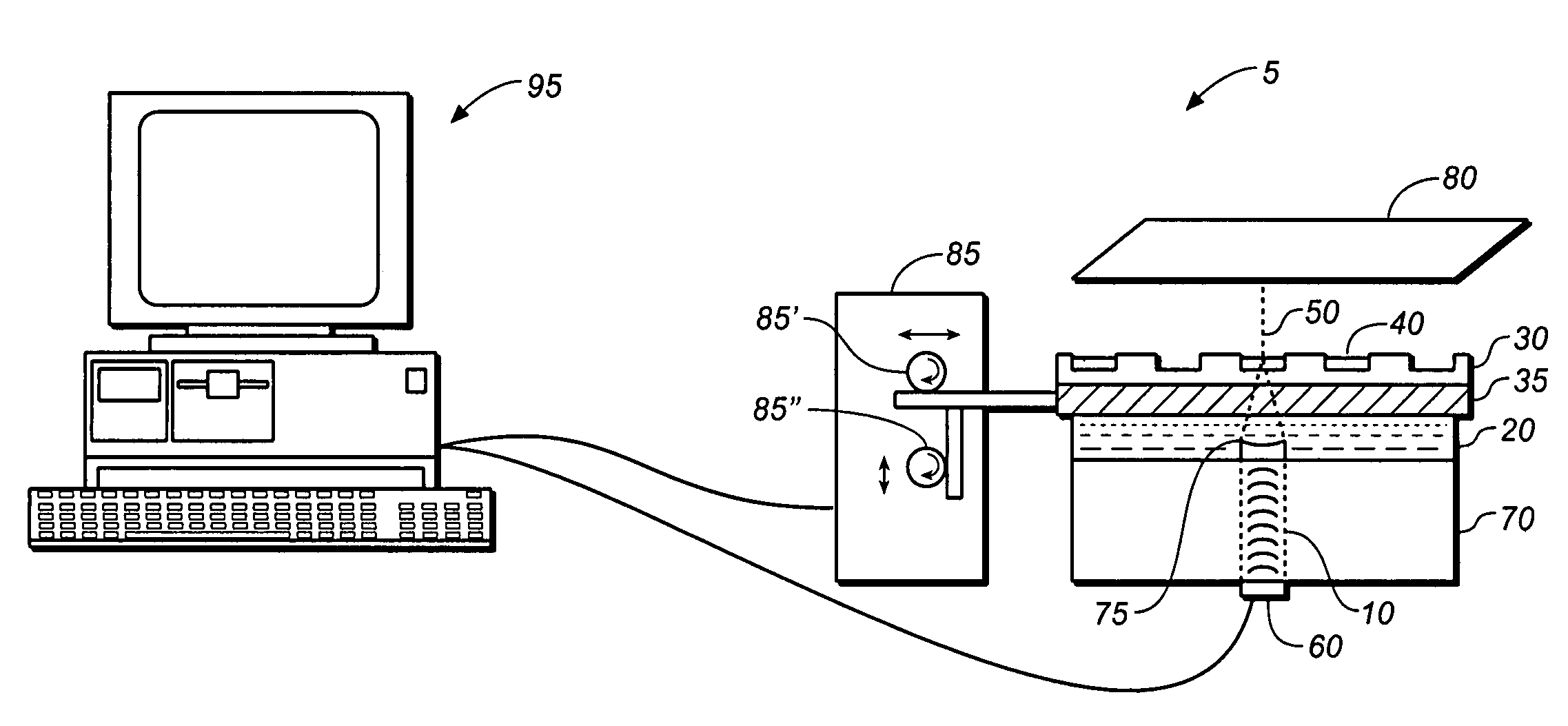 Non-contact techniques for measuring viscosity and surface tension information of a liquid