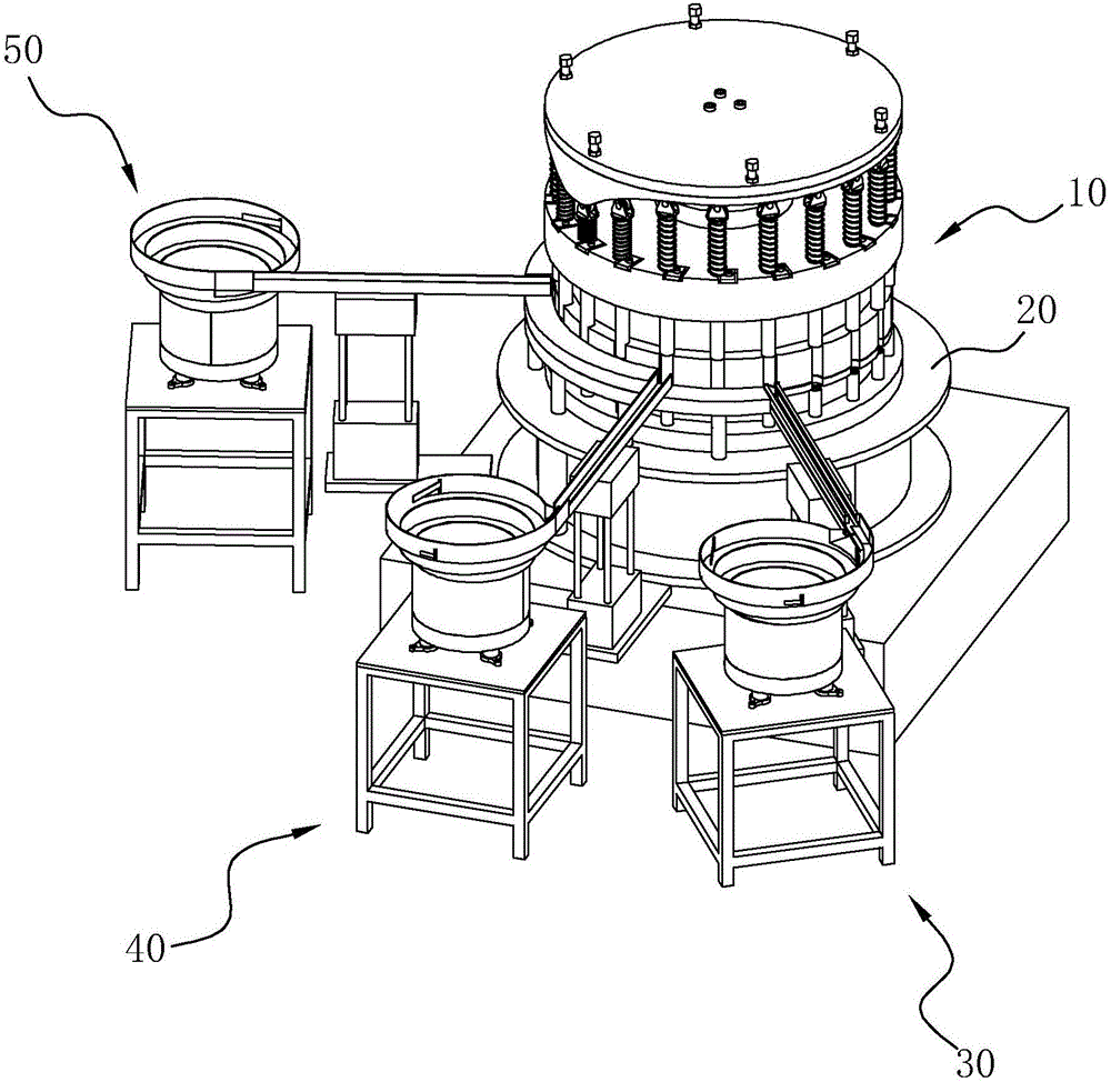 Emulsion pump automatic assembling device