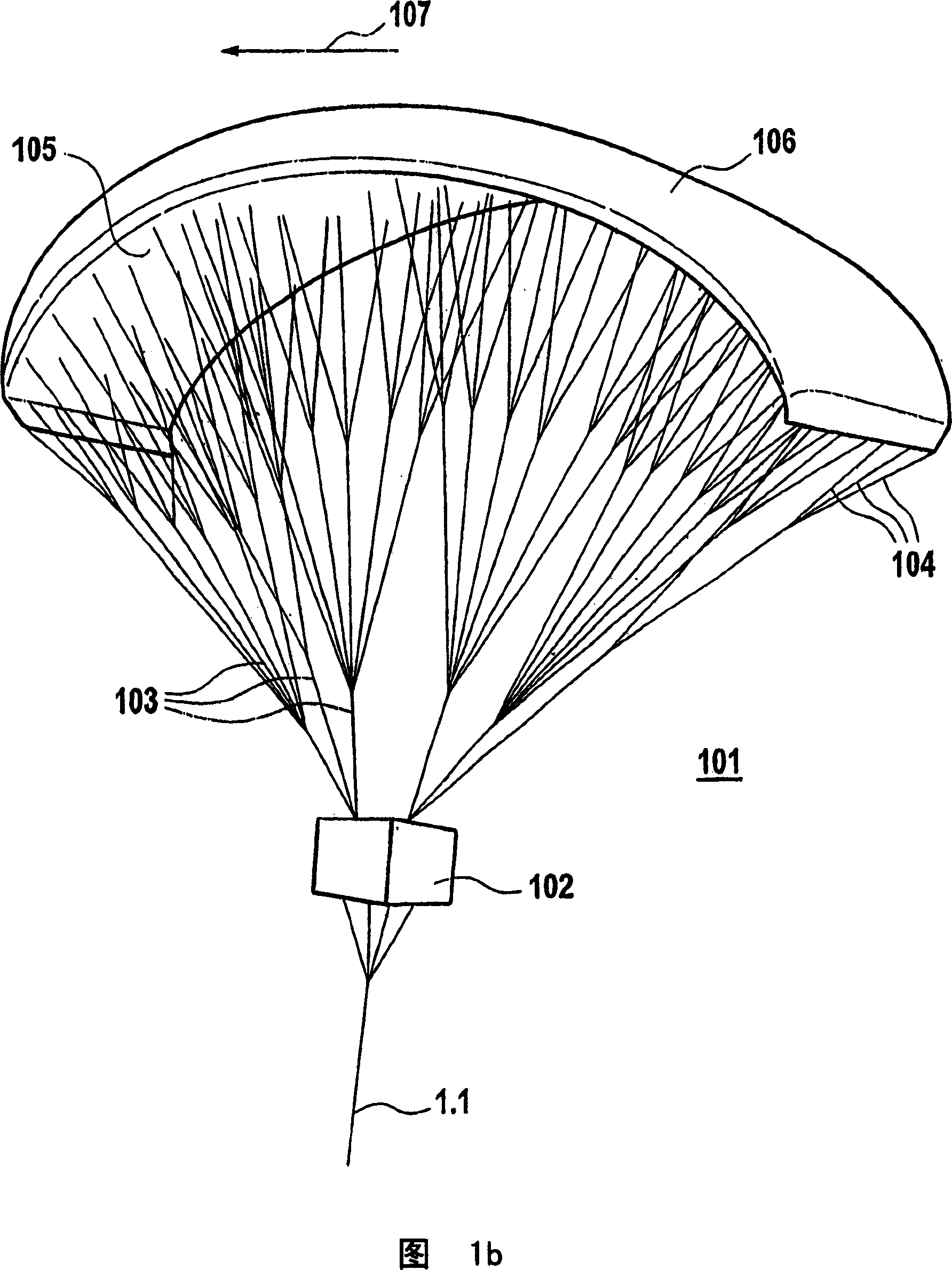 Placement system for a flying kite-type wind-attacked element in a wind-powered watercraft