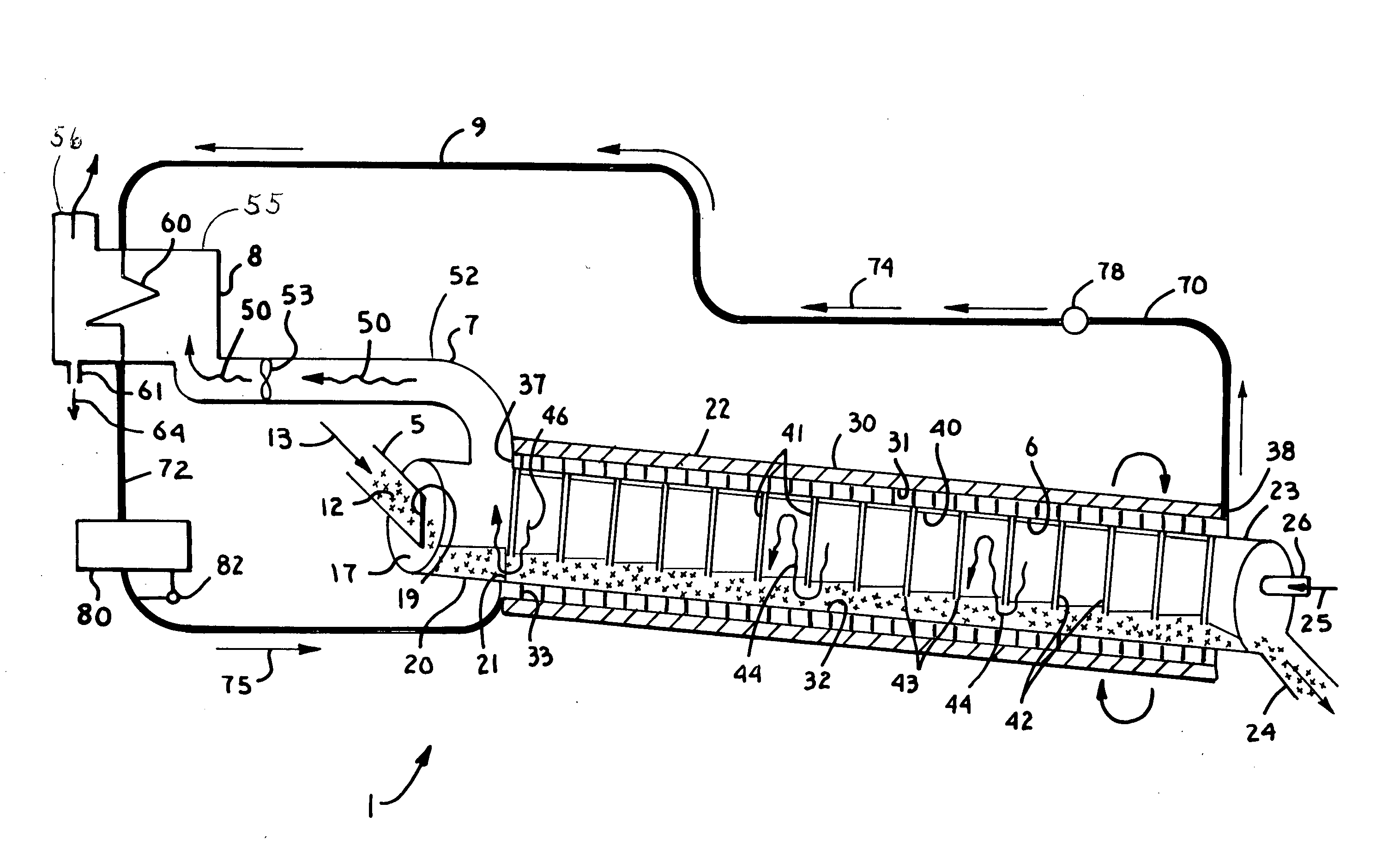 Counter flow air cooling drier with fluid heating and integrated heat recovery