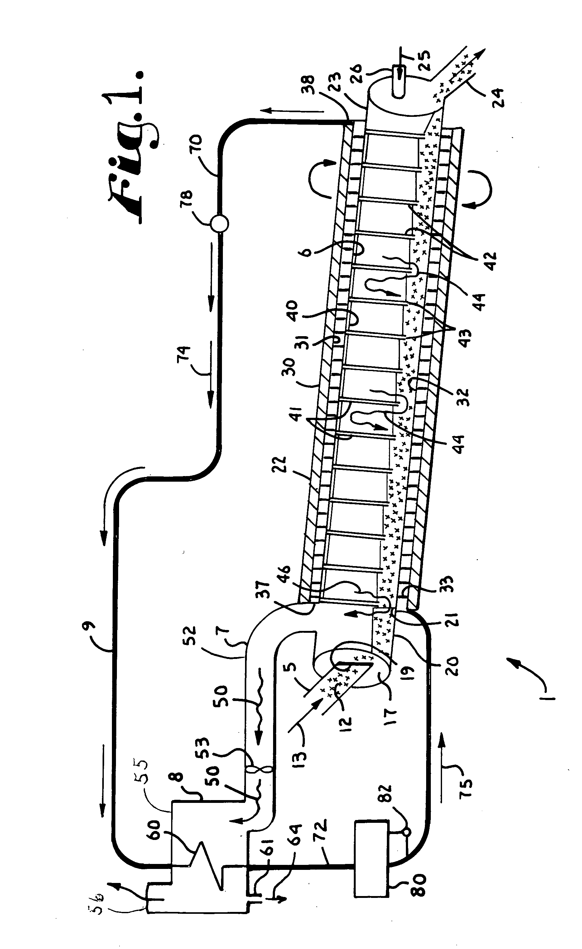 Counter flow air cooling drier with fluid heating and integrated heat recovery