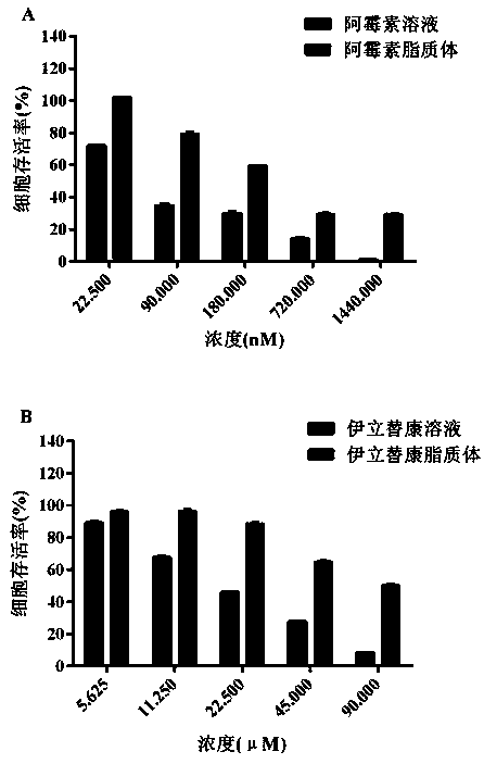 Irinotecan hydrochloride and doxorubicin hydrochloride co-loaded liposome and preparation method thereof