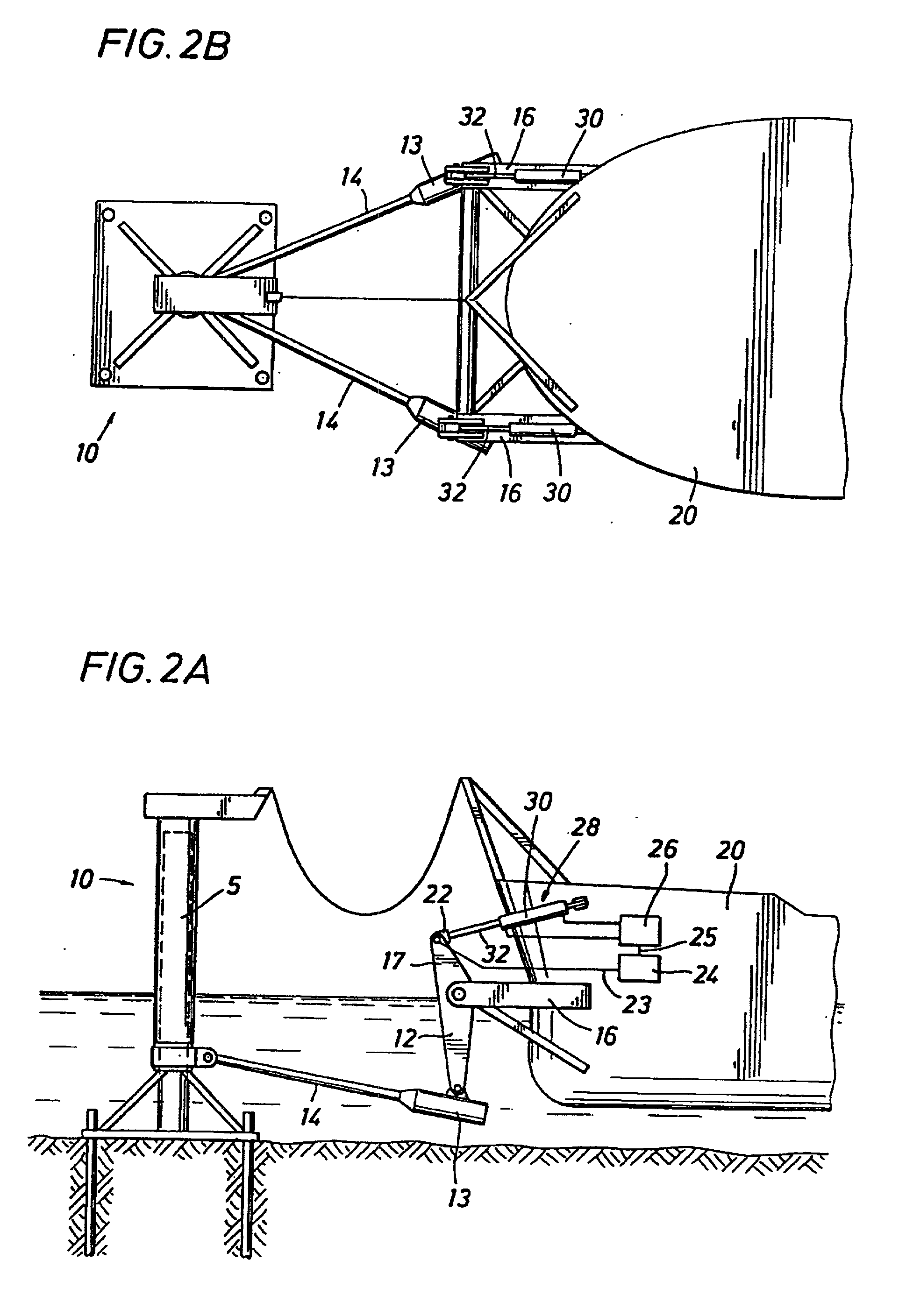 Mooring systems with active force reacting systems and passive damping