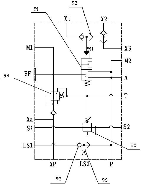 Combined control system of quantitative pump and variable pump of loader