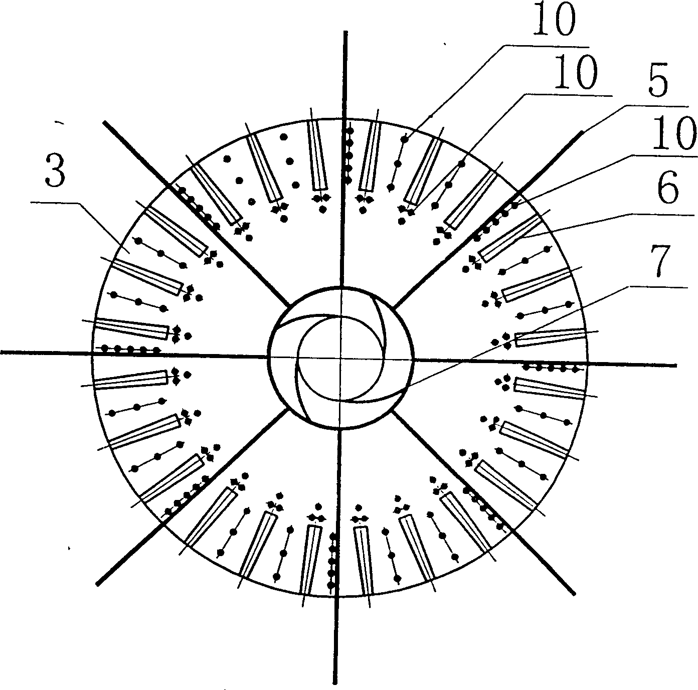 Inversed umbrella type composite impeller surface aeration machine