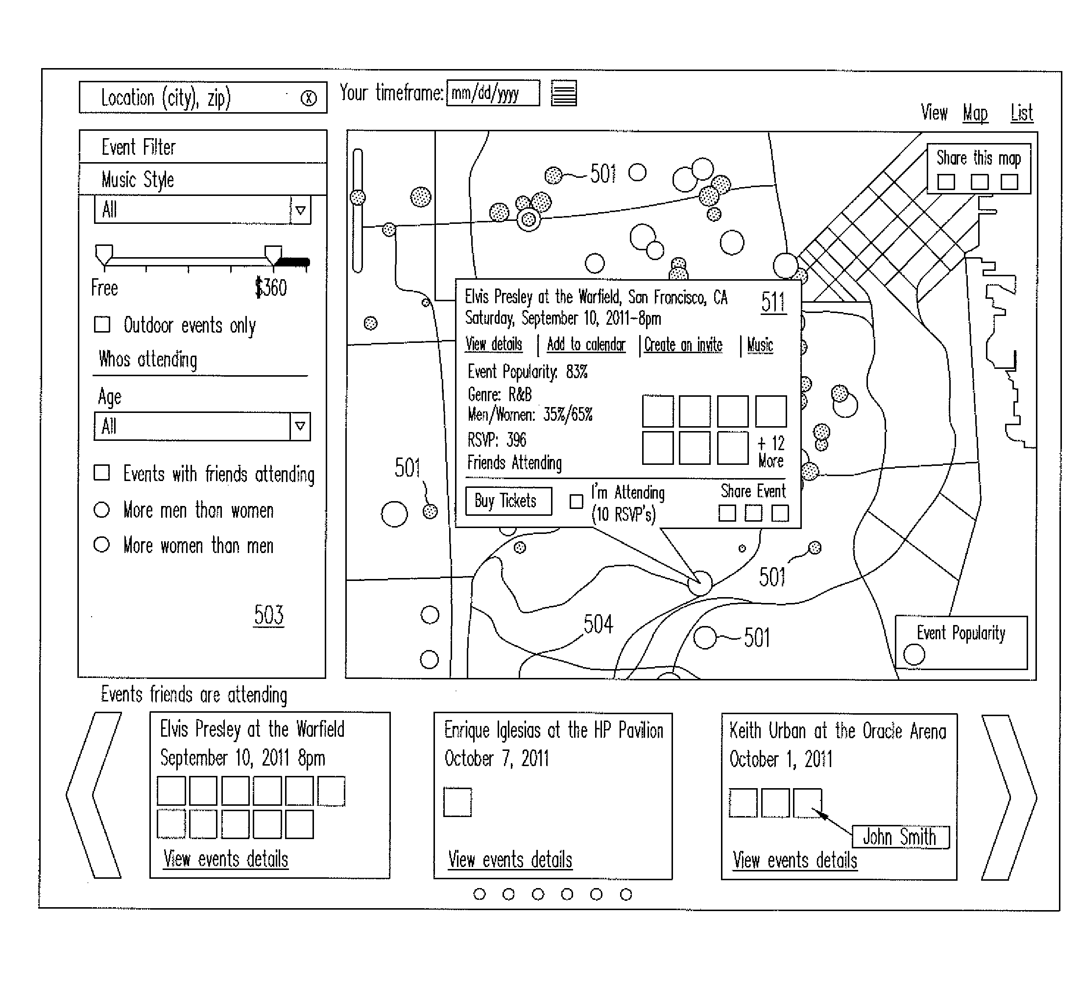 User-Specific Event Popularity Map