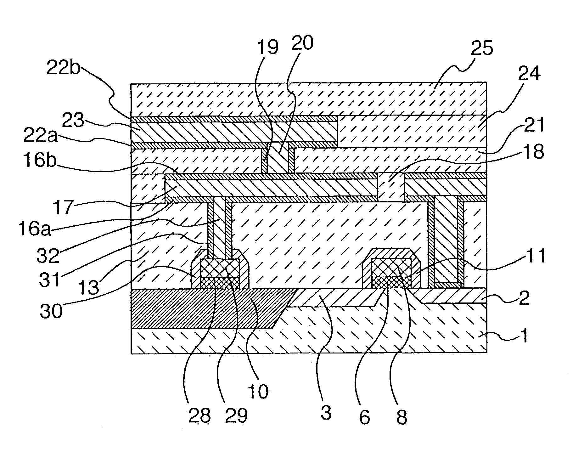 Semiconductor device with multilayer conductive structure formed on a semiconductor substrate