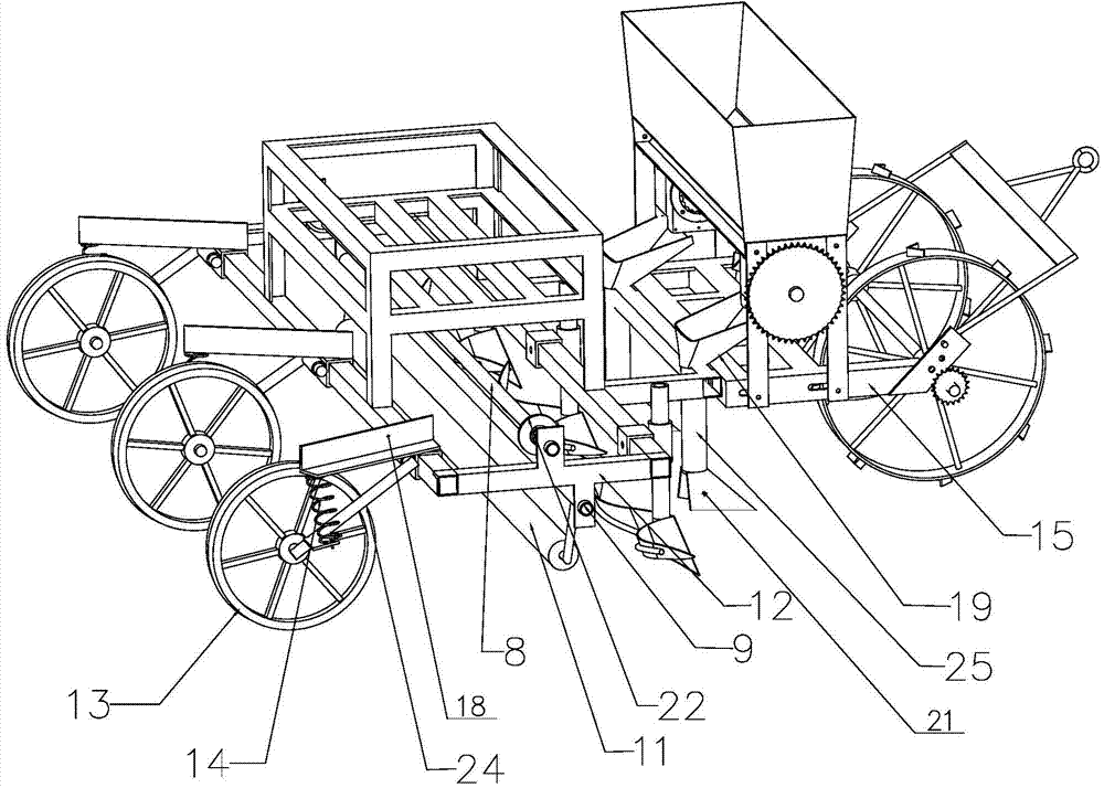 Manpower/animal power fertilization and micro-ridge film coating machine