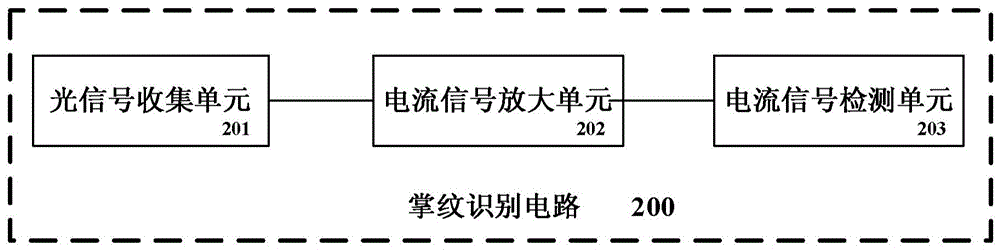 Palmprint recognition circuit based on LTPS technology and palmprint recognition method thereof and display screen