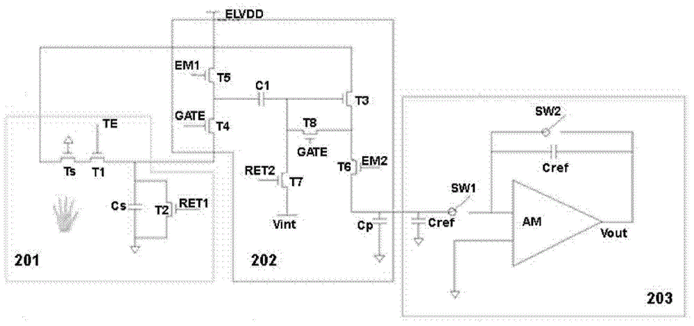 Palmprint recognition circuit based on LTPS technology and palmprint recognition method thereof and display screen