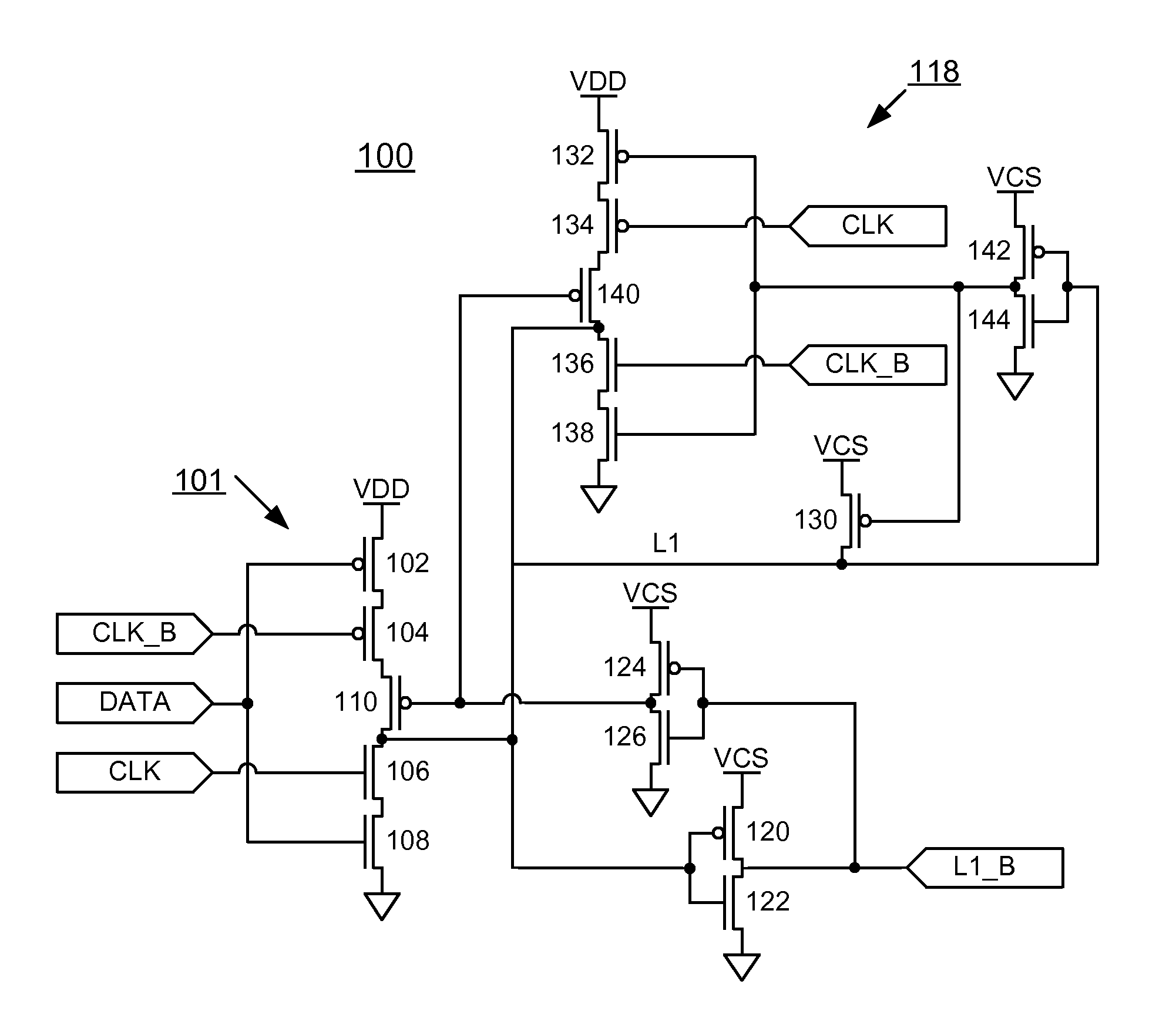 Low power level shifting latch circuits with gated feedback for high speed integrated circuits