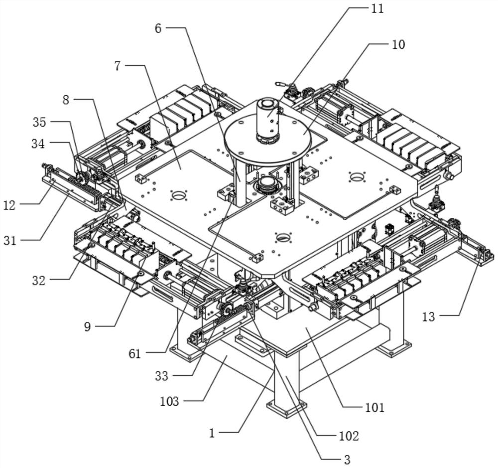 Rotary jacking four-position precision turntable of cast-weld machine