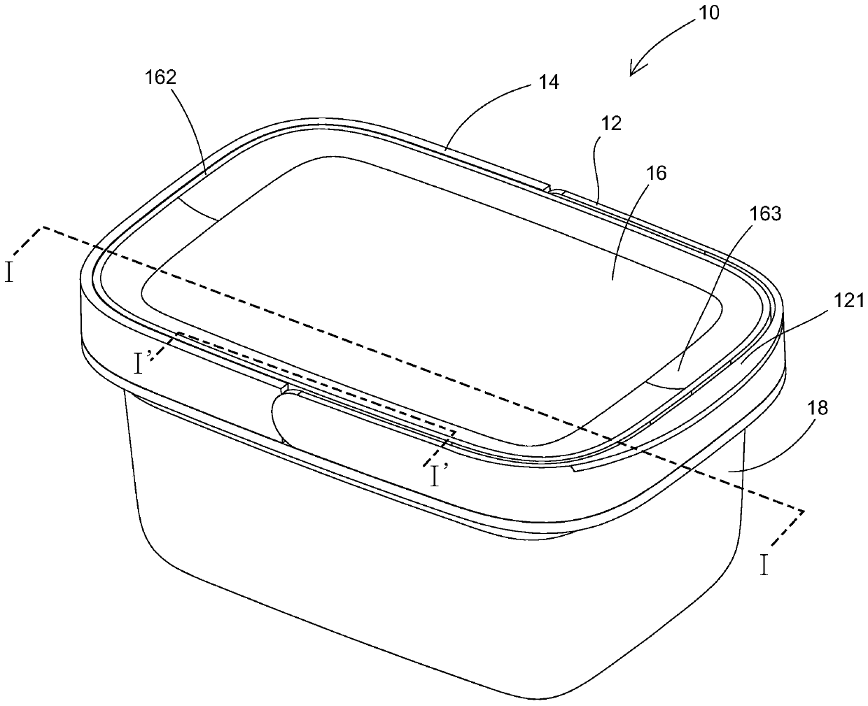 Storage container provided with lid