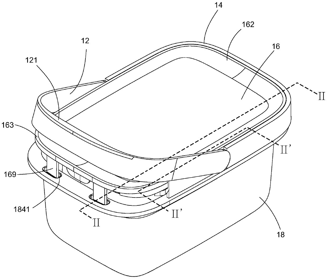 Storage container provided with lid