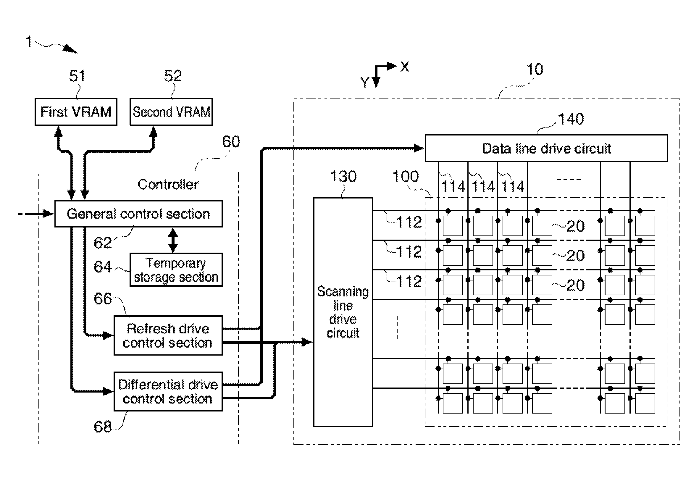 Control device, electro-optical device, driving method for electro-optical device and electronic apparatus