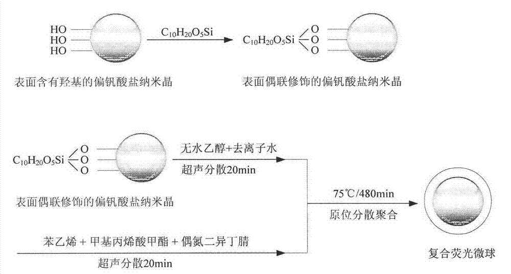 Preparation method of metavanadate nano crystal / polymer composite fluorescent screen