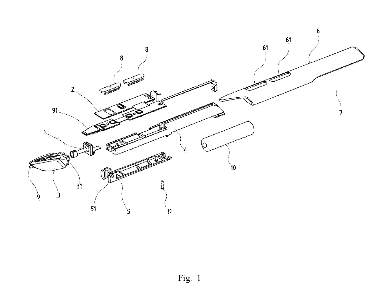 Wireless positioning pen with pressure-sensitive tip