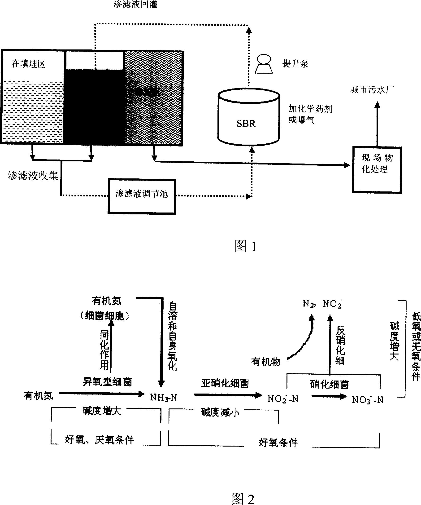 Denitrification facultative type domestic refuse bioreactor landfill and leachate recirculation process