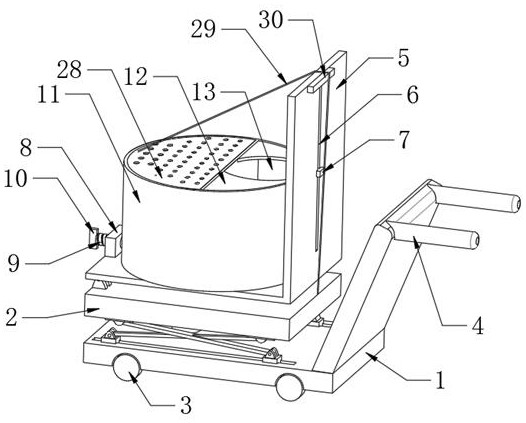 An automatic charging device for discharging materials from a mobile ball mill