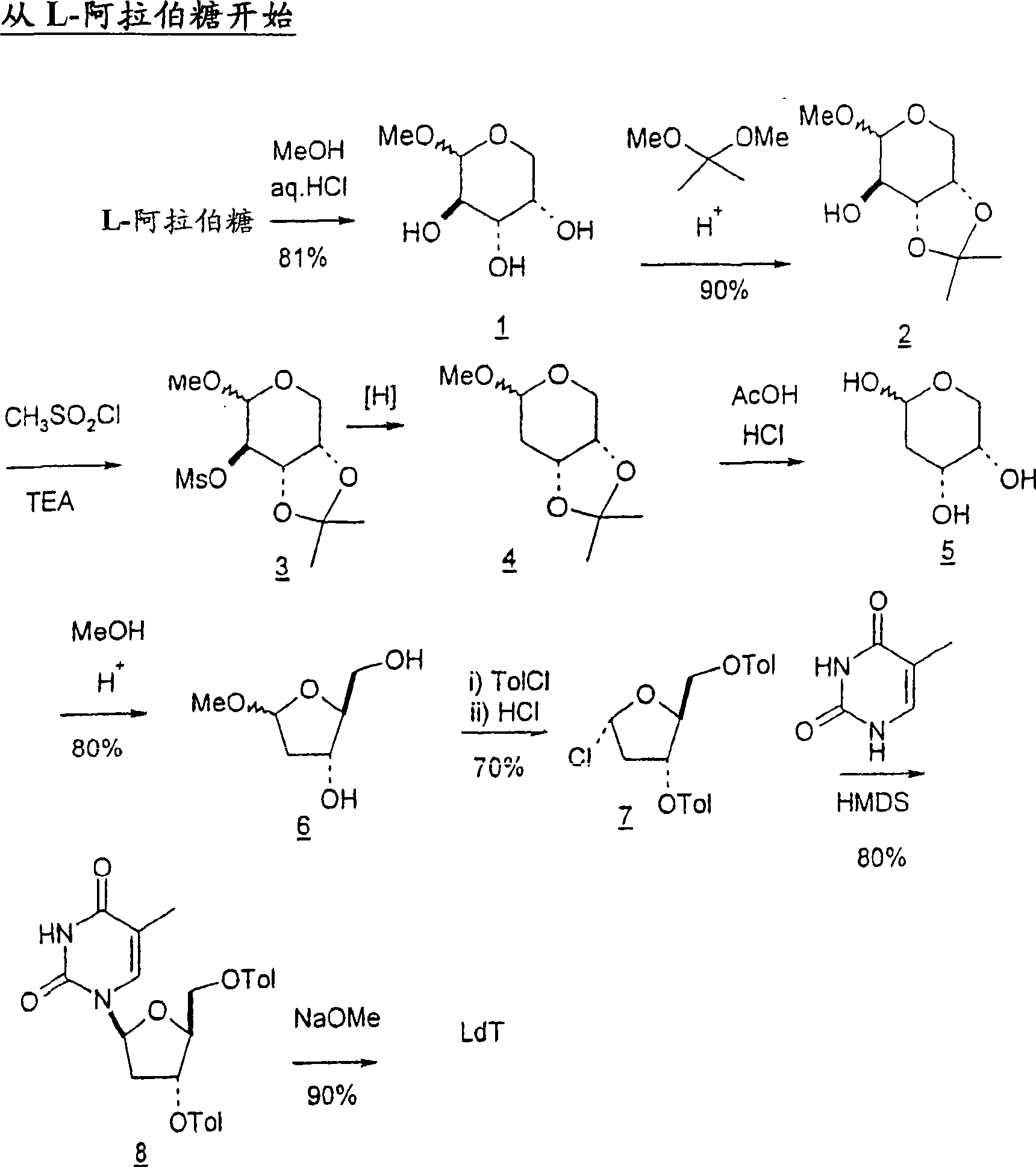 Synthesis of beta-l-2-deoxy nucleosides