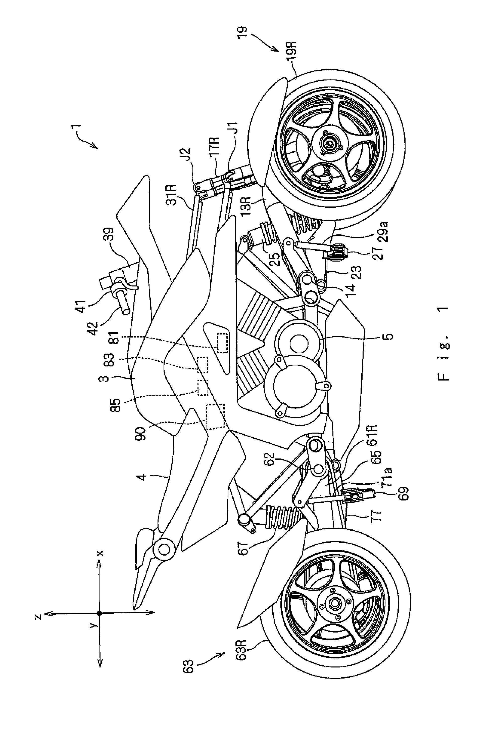 Body leaning control system, and a saddle riding type vehicle having the same