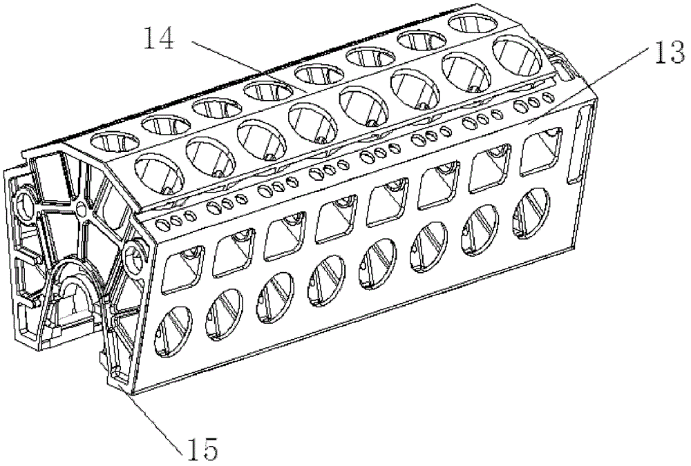 Casting core-splitting process for Vee cylinder block