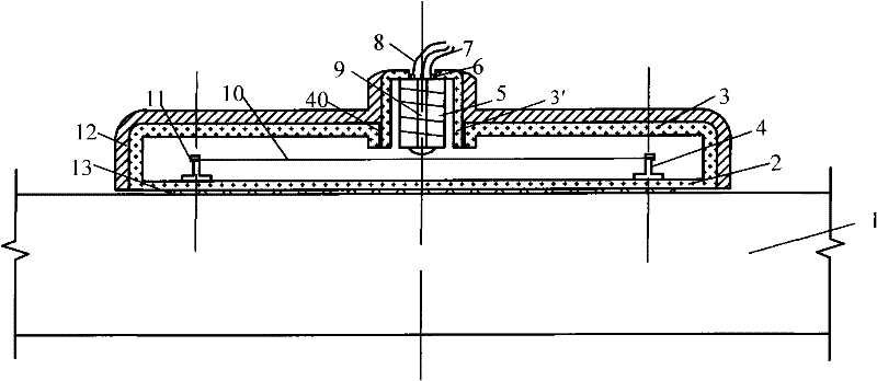 Surface pasting type vibration wire type reinforcing steel strain gauge